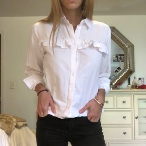 Zara white button down with pearl detail